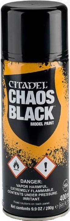 Bombe aérosol de 400ml de peinture noire Chaos Black